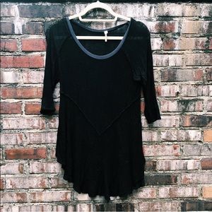 Free People Sheer Black Top